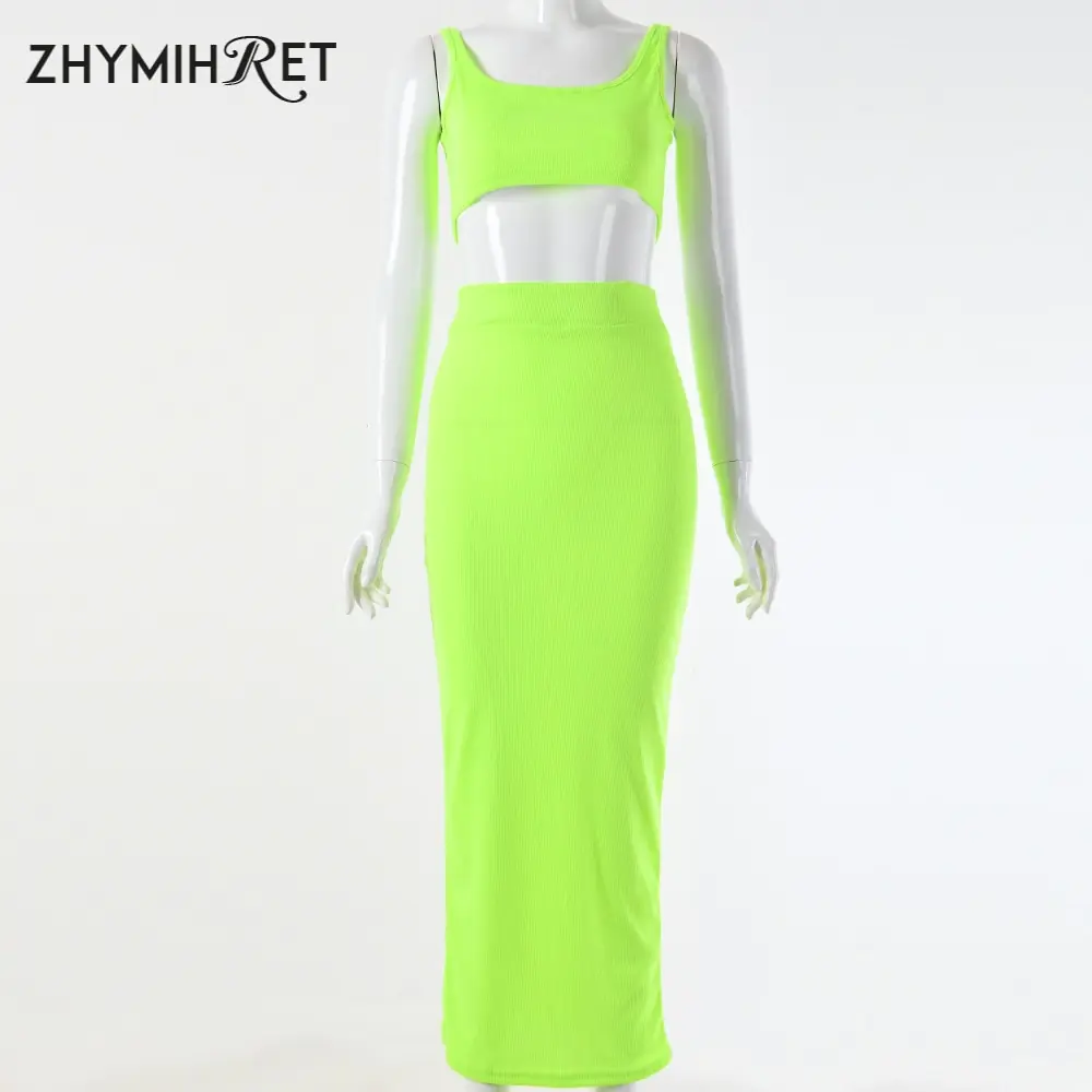 Conjunto Crop Top y Falda de Cintura Alta Acanalado - Imagen 7
