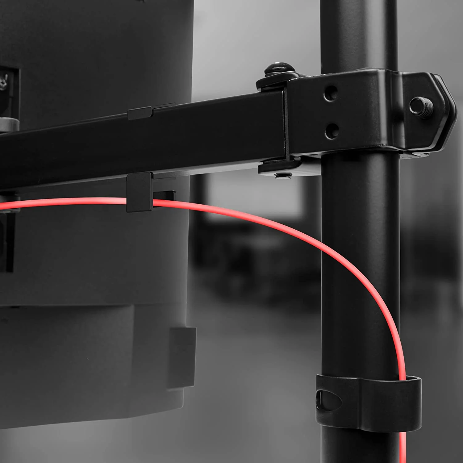 Duronic DMT151X2 BK Brazo para Monitor | para Pantalla de 13 a 32" y 8 kg de Capacidad | Cabezal VESA 75 y 100 Giratorio e inclinable -15 °+ 15 °|100 cm de Altura Ajustable | Brazo Extensible 25cm - Imagen 6