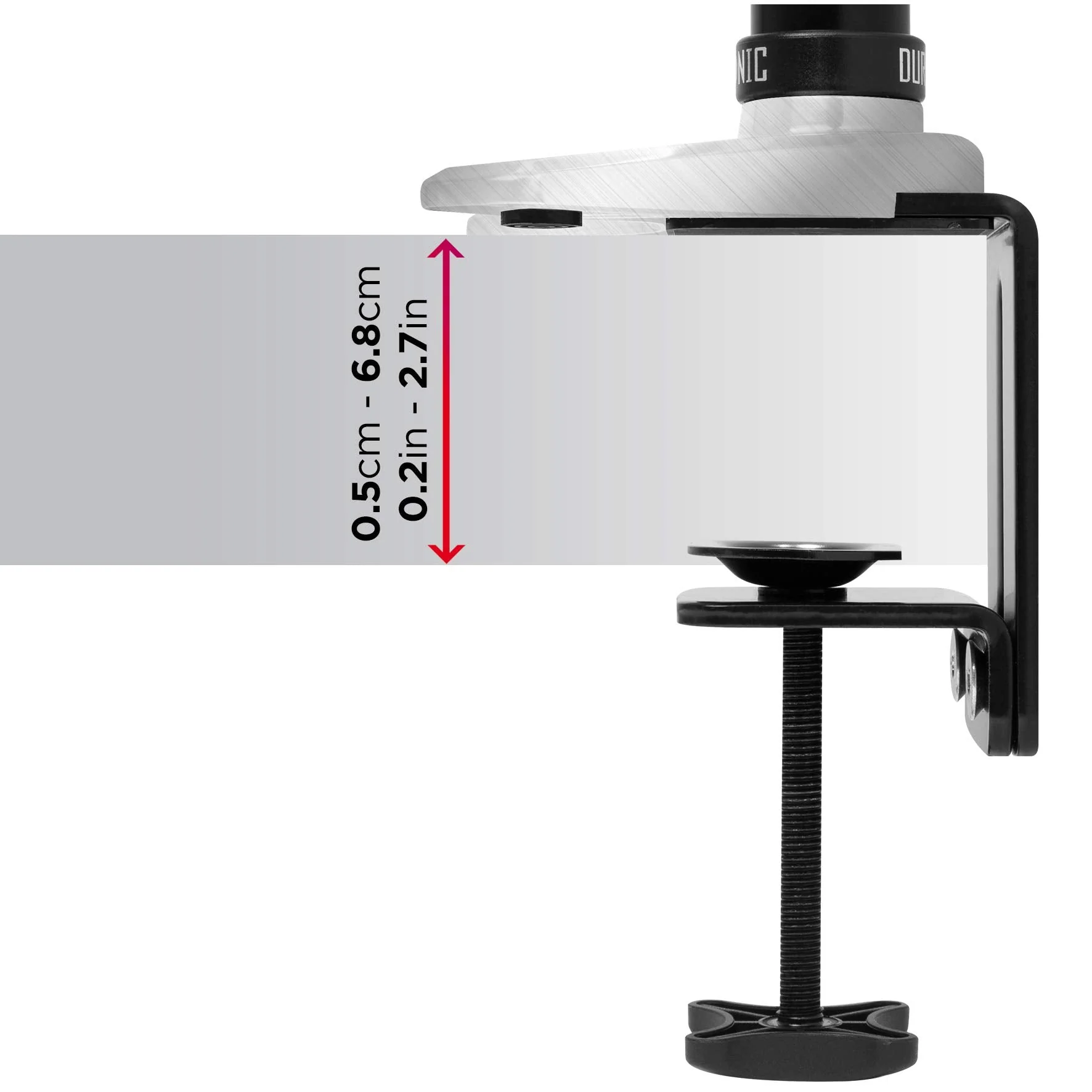 Duronic DM652 Brazo para Monitor doble 2 monitores de 15" a 27" para Pantallas de 8kg cada máx | Cabezal VESA 75 y 100 Giratorio e Inclinable -90°+85° | Altura Ajustable 40cm | Doble Brazo 58cm cada - Imagen 7