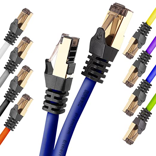 Duronic Cable de ethernet BE 2M CAT8 2Ghz 2000MHz 40Gbps S FTP Cable de conexión y Conector RJ45 | Máx velocidad de Fibra Óptica Banda ancha y Transmisión de datos rápida | Compatibilidad Universal