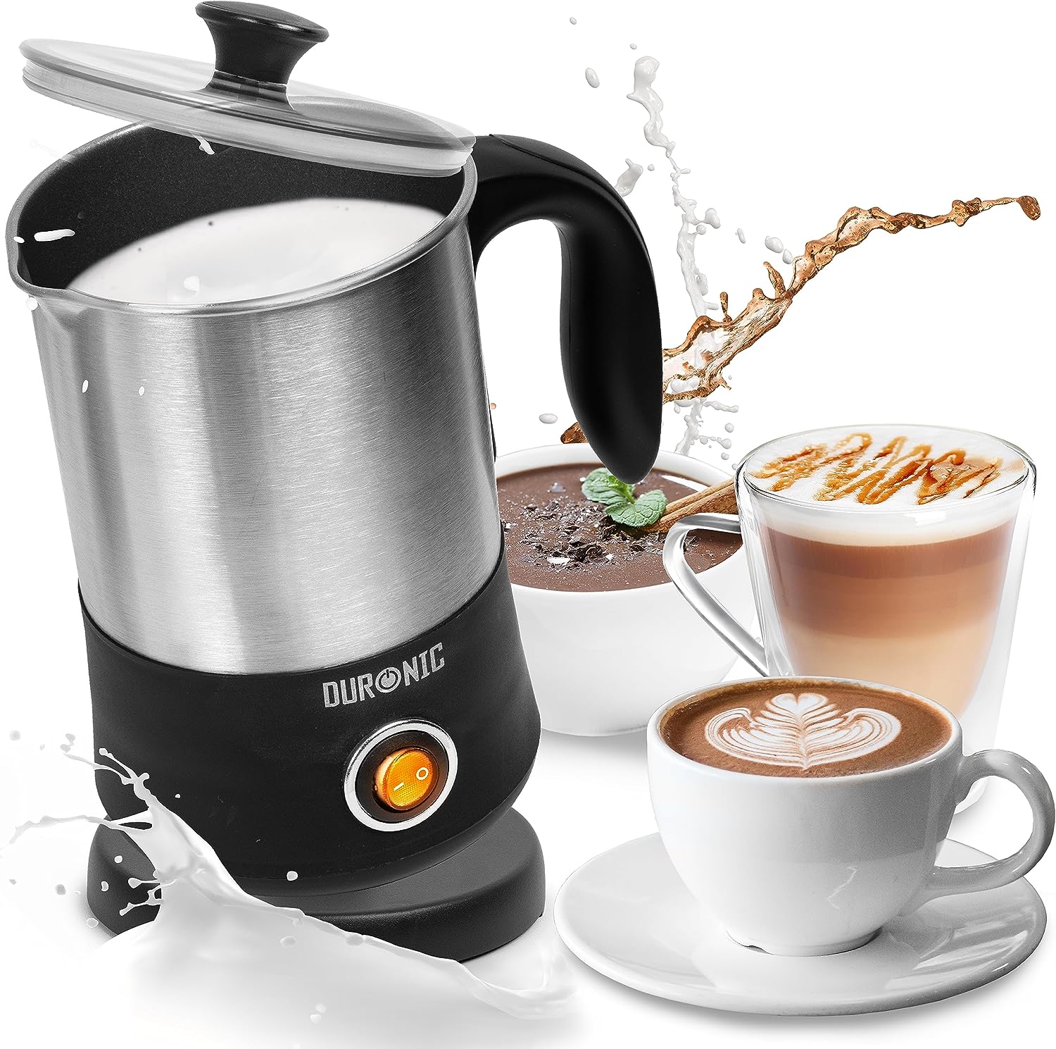 Duronic MF300 Espumador de leche - Prepara espuma Caliente o Fría, 550W, Base Inalámbrica 360°, Capacidad de 300ml para espumar y 400 ml para calentar, Seguro y Fácil de Limpiar - Imagen 8