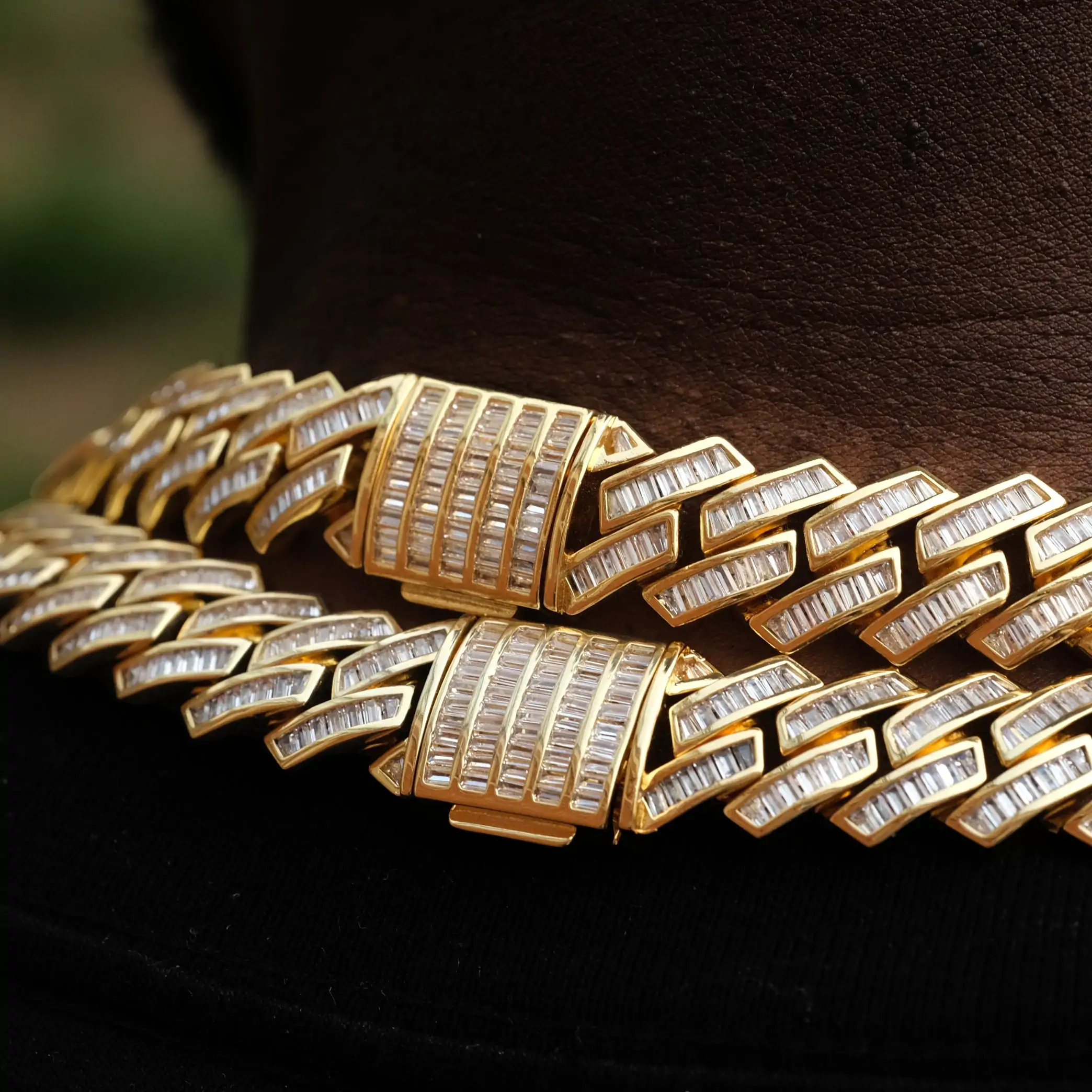 Baguette Channel Set Cuban Necklace - Imagen 5