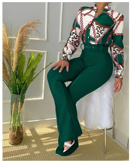 Conjunto elegante dos piezas pantalon y blusa - Imagen 3