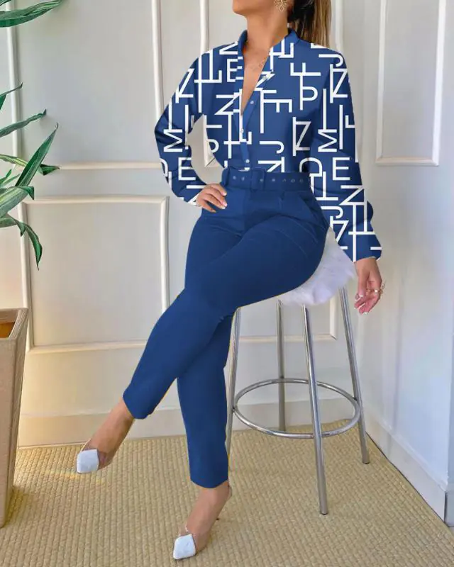 Conjunto elegante dos piezas pantalon y blusa - Imagen 4