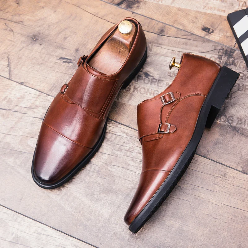 Zapatos Oxford para Hombre De Cuero Genuino Doble Hebilla - Imagen 2