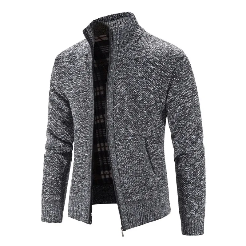 Cárdigan para Hombre de Punto con Cremallera, Suéter Cálido de Cuello Alto - Imagen 4