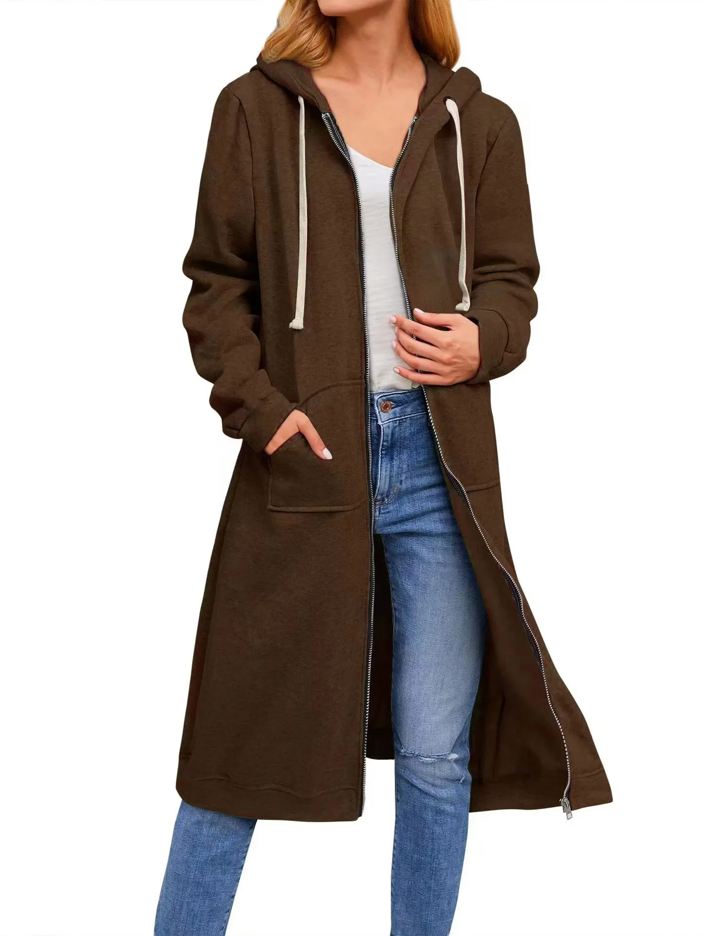 Sudadera Larga con Capucha Mujer con Bolsillos Laterales - Imagen 9