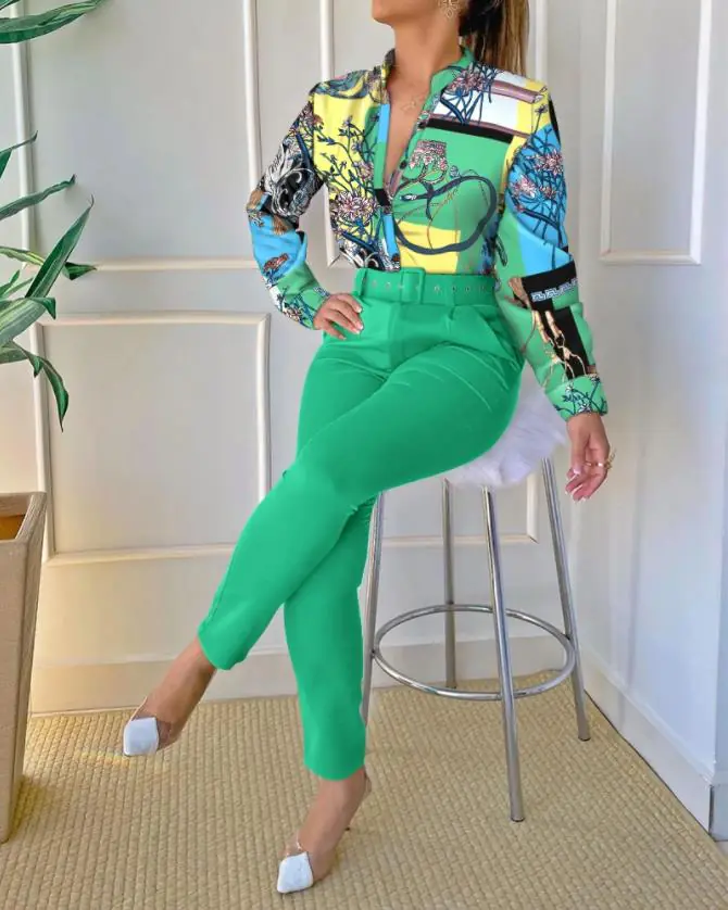 Conjunto elegante dos piezas pantalon y blusa - Imagen 6