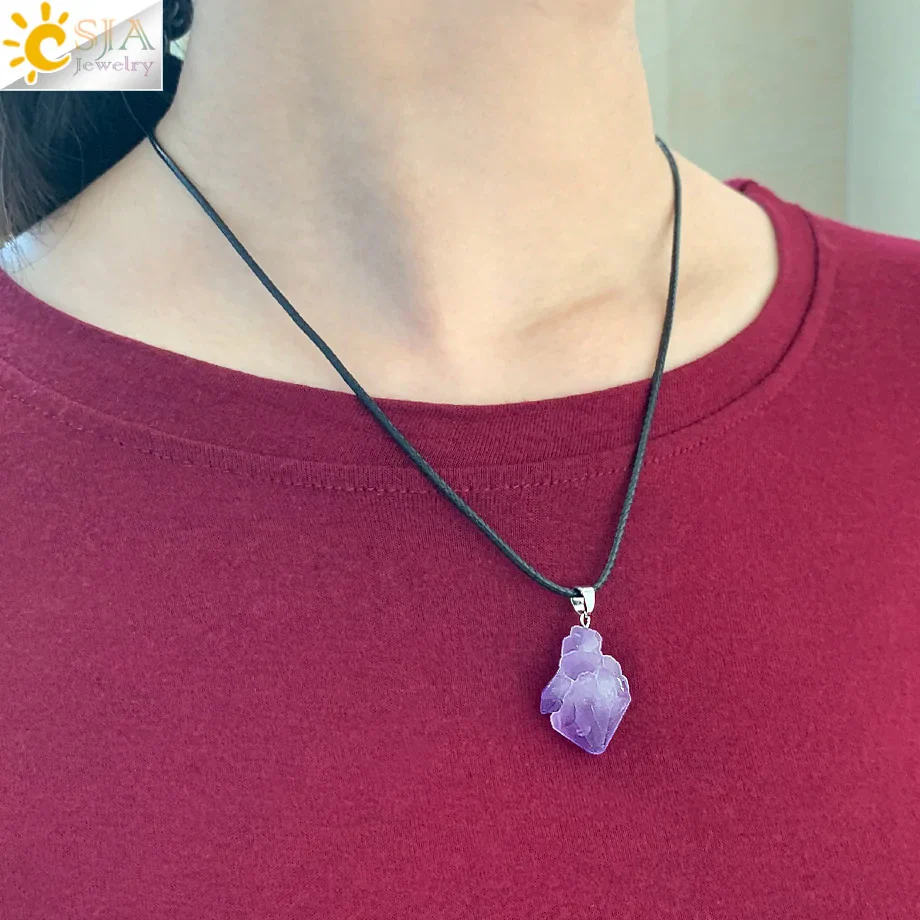 Irregular Natural Healing Stone Necklace Pendants - Imagen 2