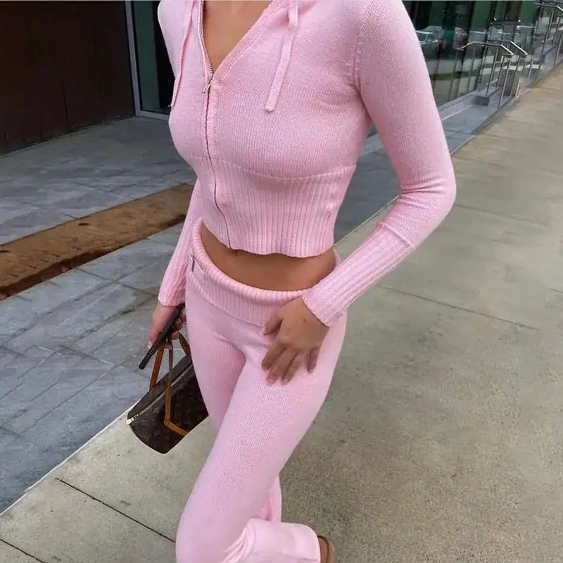 Conjunto de pantalón y top mujer de punto - Imagen 3